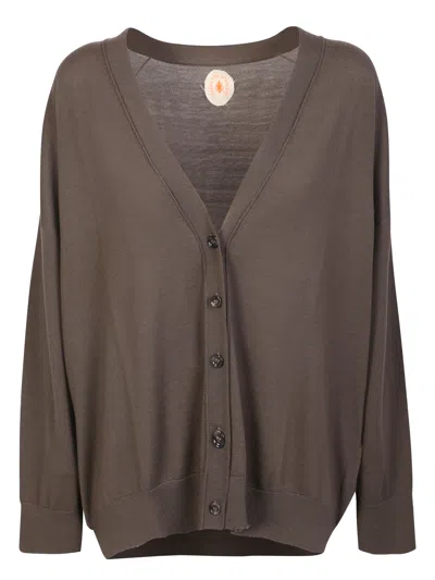 Jardin Des Orangers Jardins Des Orangers Mud-color Merino Wool Cardigan In Green