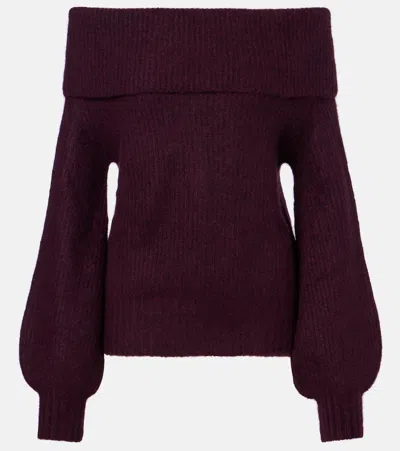 Jardin Des Orangers Off-shoulder Cashmere And Silk Sweater In Burgundy