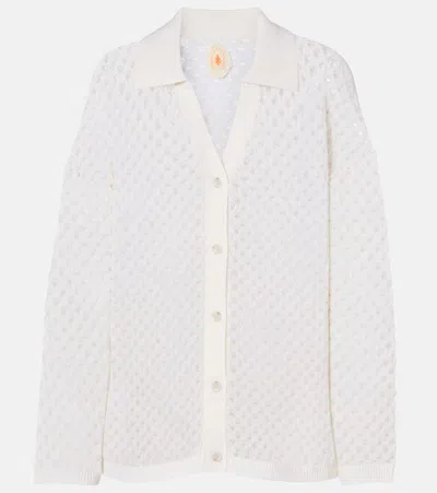 Jardin Des Orangers Open-knit Wool And Cashmere Cardigan In White