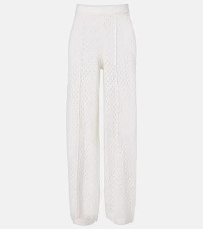 Jardin Des Orangers Open-knit Wool And Cashmere Wide-leg Pants In White