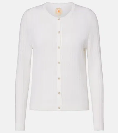 Jardin Des Orangers Pointelle Virgin Wool Cardigan In White