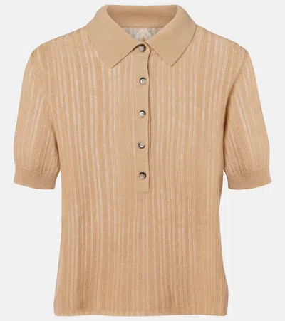 Jardin Des Orangers Ribbed-knit Cashmere Polo Shirt In Neutral
