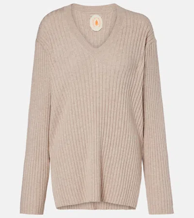 Jardin Des Orangers Ribbed-knit Cotton And Cashmere Sweater In Brown