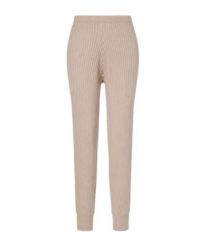Jardin Des Orangers Ribbed-knit Cotton And Cashmere Sweatpants In Brown