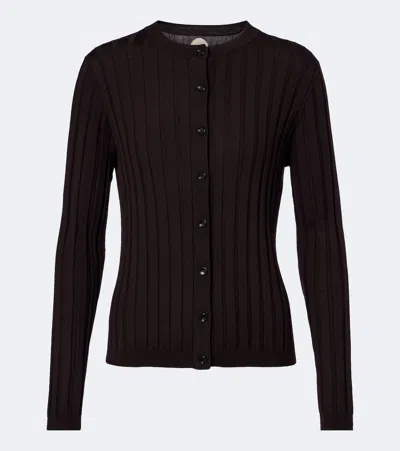 Jardin Des Orangers Ribbed-knit Virgin Wool Cardigan In Brown