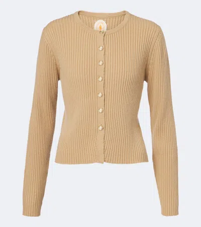 Jardin Des Orangers Ribbed-knit Wool And Cashmere Cardigan In Brown