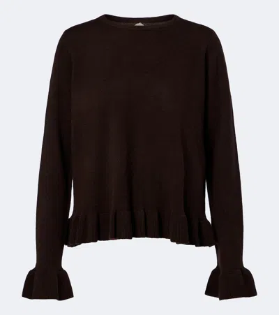 Jardin Des Orangers Ruffled Virgin Wool And Cashmere Sweater In Brown