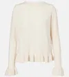 Jardin Des Orangers Ruffled Wool And Cashmere Sweater In White