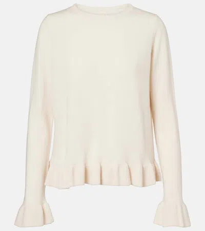 Jardin Des Orangers Ruffled Wool And Cashmere Sweater In White
