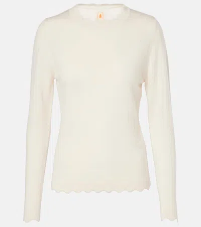 Jardin Des Orangers Scalloped Wool And Cashmere Sweater In White