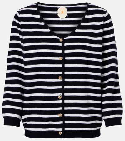 Jardin Des Orangers Striped Cashmere Cardigan In Black