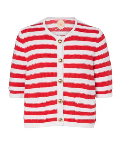 Jardin Des Orangers Striped Cotton And Cashmere Cardigan In White