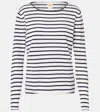 Jardin Des Orangers Striped Cotton, Silk And Cashmere T-shirt In White