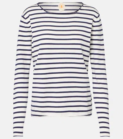 Jardin Des Orangers Striped Cotton, Silk And Cashmere T-shirt In White