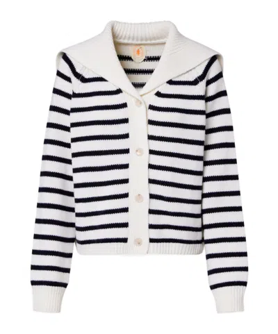 Jardin Des Orangers Striped Wool And Cashmere Cardigan In White