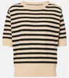 Jardin Des Orangers Striped Wool And Cashmere Sweater In Beige