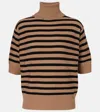Jardin Des Orangers Striped Wool And Cashmere Sweater In Brown