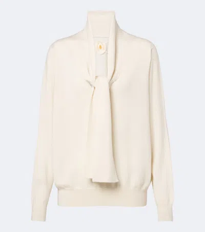 Jardin Des Orangers Tie-neck Wool And Cashmere Sweater In Neutral