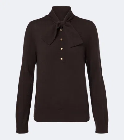 Jardin Des Orangers Tie-neck Wool And Cashmere Sweater In Brown