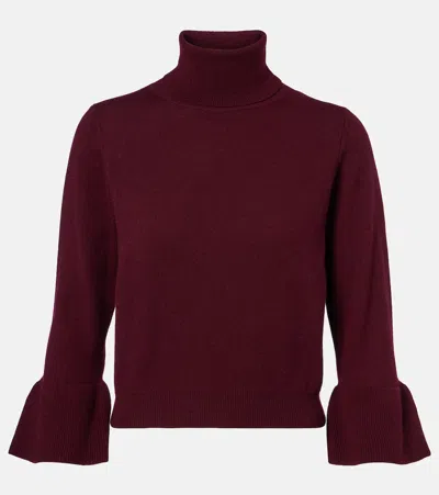 Jardin Des Orangers Turtleneck Wool And Cashmere Sweater In Burgundy