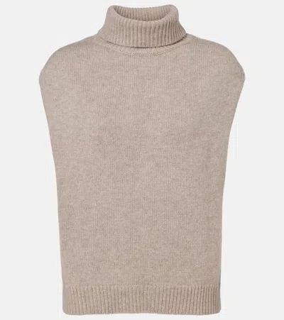 Jardin Des Orangers Turtleneck Wool And Cashmere Sweater Vest In Gray