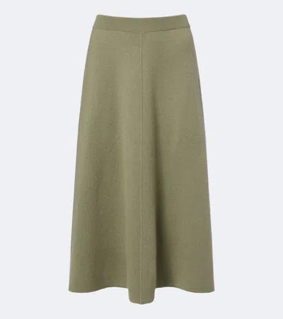 Jardin Des Orangers Virgin Wool And Cashmere Midi Skirt In Green