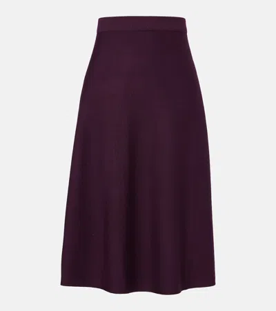 Jardin Des Orangers Virgin Wool Midi Skirt In Burgundy