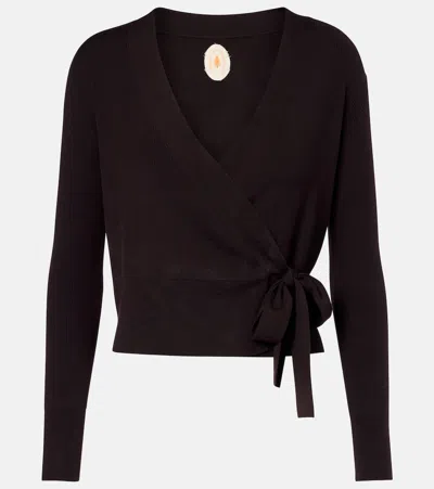 Jardin Des Orangers Virgin Wool Wrap Cardigan In Brown