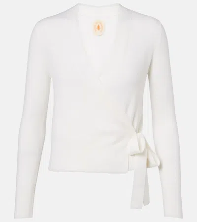 Jardin Des Orangers Virgin Wool Wrap Cardigan In White