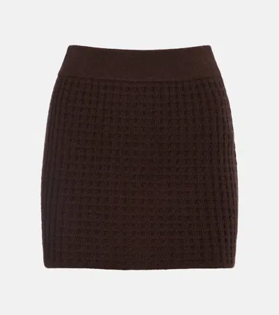 Jardin Des Orangers Waffle-knit Wool And Cashmere Miniskirt In Brown