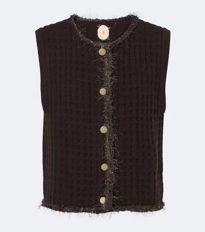 Jardin Des Orangers Waffle-knit Wool And Cashmere Sweater Vest In Brown