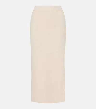 Jardin Des Orangers Wool And Cashmere Midi Skirt In Beige