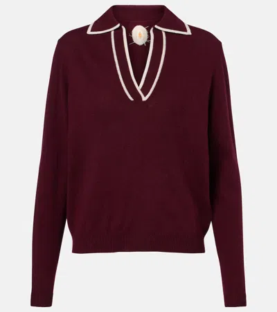 Jardin Des Orangers Wool And Cashmere Polo Sweater In Burgundy