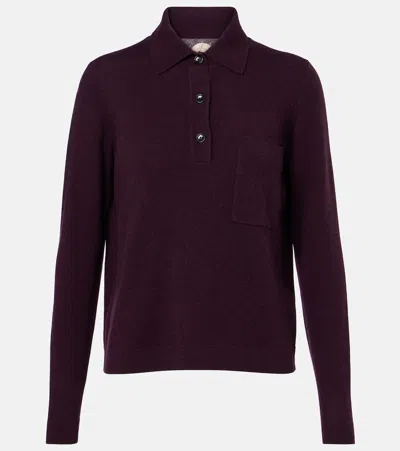 Jardin Des Orangers Wool And Cashmere Polo Sweater In Burgundy