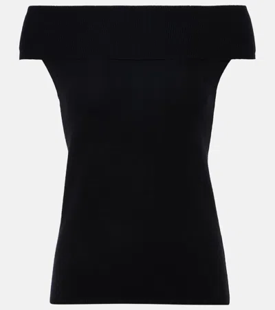Jardin Des Orangers Off-shoulder Wool And Cashmere Top In Black