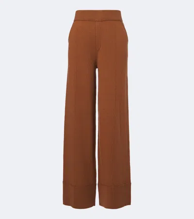 Jardin Des Orangers Wool And Cashmere Wide-leg Pants In Brown