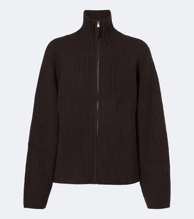 Jardin Des Orangers Wool And Cashmere Zip-up Cardigan In Brown