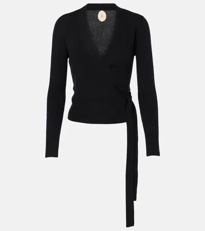 Jardin Des Orangers Wool Wrap Top In Black