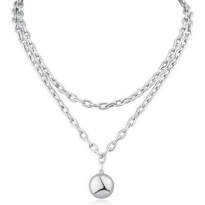 Jardin Disc Pendant Layered Necklace In Silver