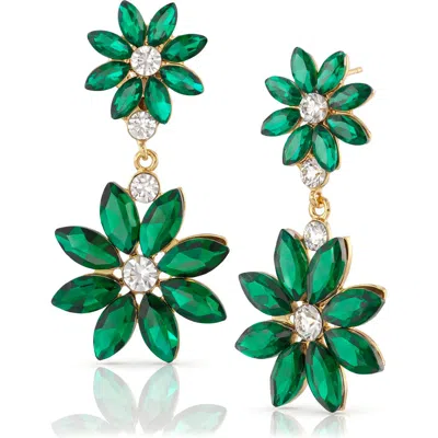 Jardin Double Flower Drop Earrings In Gold