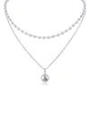 Jardin Double Layer Faux Pearl & Pendant Necklace In White/silver
