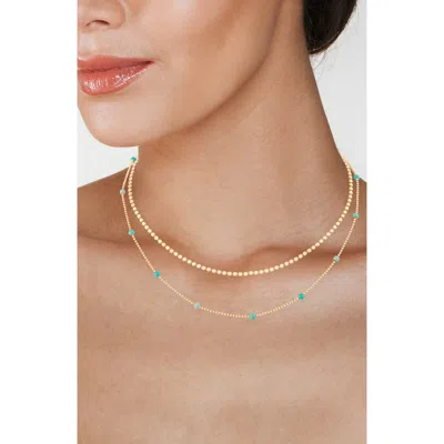 Jardin Double Layer Gemstone Station Necklace In Turquoise/ Gold