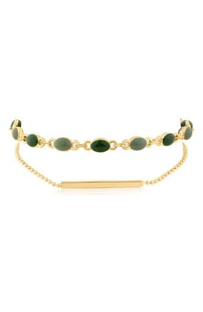 Jardin Double Strand Bead & Chain Bracelet In Gold