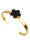Jardin Enamel Clover Cuff Bracelet In Black/silver