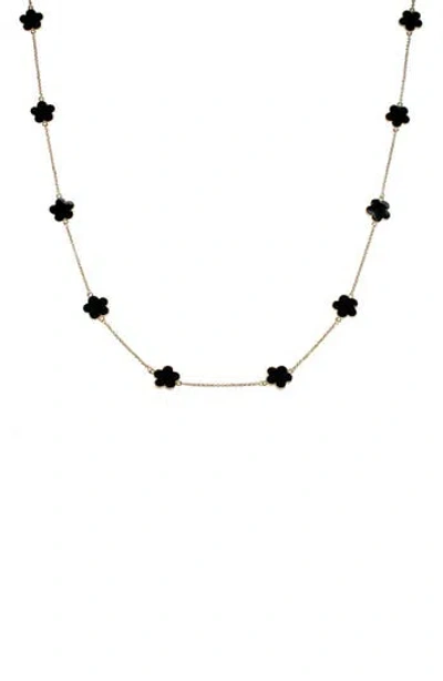 Jardin Enamel Clover Station Chain Long Necklace In White