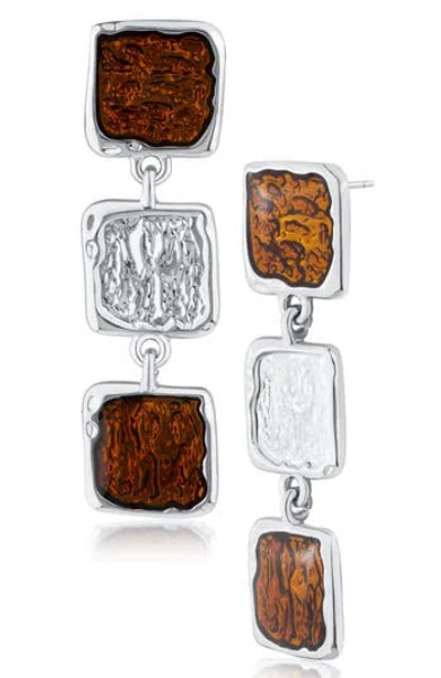 Jardin Enamel Sculpted Triple Drop Earrings In Multi