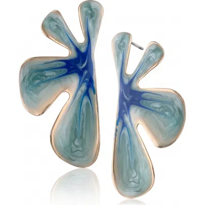 Jardin Enamel Tulip Drop Earrings In Blue