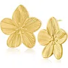 Jardin Etched Floral Stud Earrings In Gold