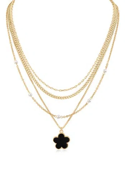 Jardin Faux Pearl & Clover Pendant Layered Necklace In Multi