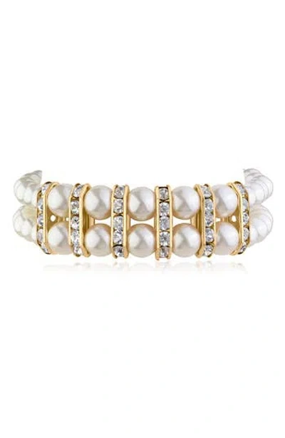 Jardin Faux Pearl & Crystal Double Strand Bracelet In Multi